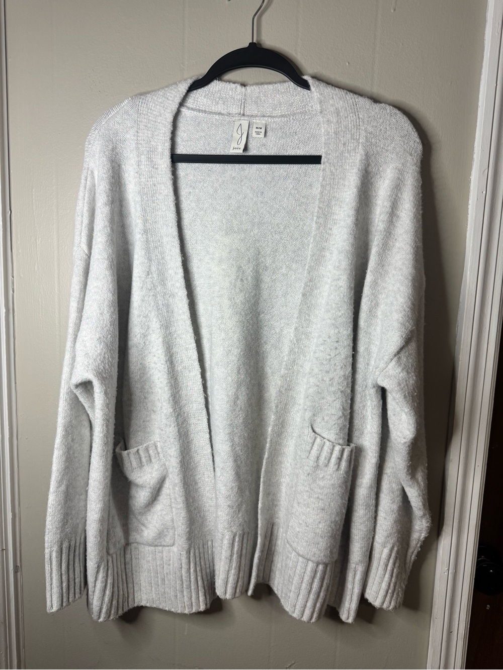 Joie Cozy Open-Front Wool Blend Women's Cardigan Sweater - Light Gray Medium